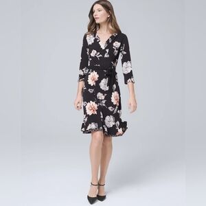 WHBM Reversible Floral/Geo Faux-Wrap Dress